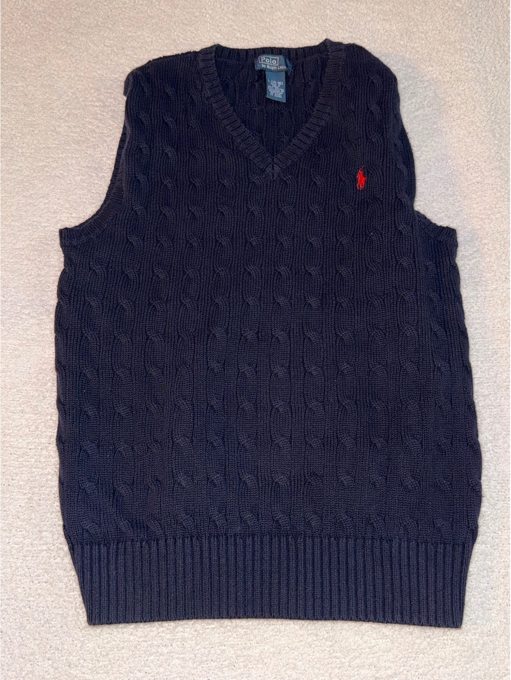 Polo Ralph Lauren Cable Knit Sweater Vest Navy L (14–16)